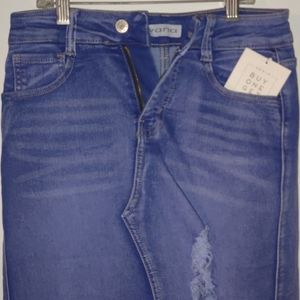 Ripped denim skirt